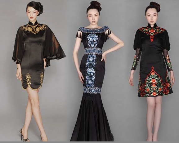 черные шелковые платья в восточном стиле